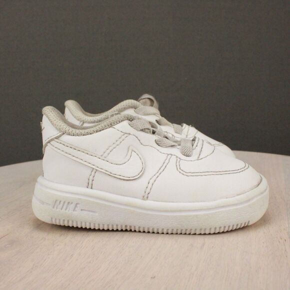 Title: Nike Air Force 1 Toddler 4C White Leather Low Sneakers Classic Casual - Picture 1 of 11